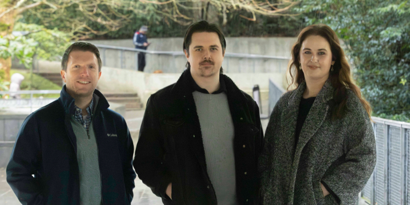 Pictured left to right are UCC School of Applied Psychology researchers Dr Conor Linehan; John Twomey, lead researcher of Deepfakes/Real Harms; and Dr Gillian Murphy. Image: UCC.
