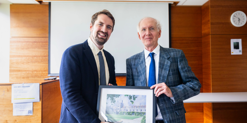 Professor Brendan Dooley, Professor of Renaissance Studies at UCC, (right) is pictured with Professor Stephen Graham, Head of UCC College of Arts, Celtic Studies and Social Sciences. Image: Portia Cruz/UCC. 