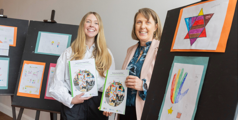 Pictured left to right: Eithne Nic Dhomhnaill, Project Researcher in UCC School of Applied Social Studies and Primary School Teacher at the research site Our Lady Immaculate SNS Darndale, and Dr Maria Lotty, Project Academic and Research Advisor and Lecturer in UCC School of Applied Social Studies. 
