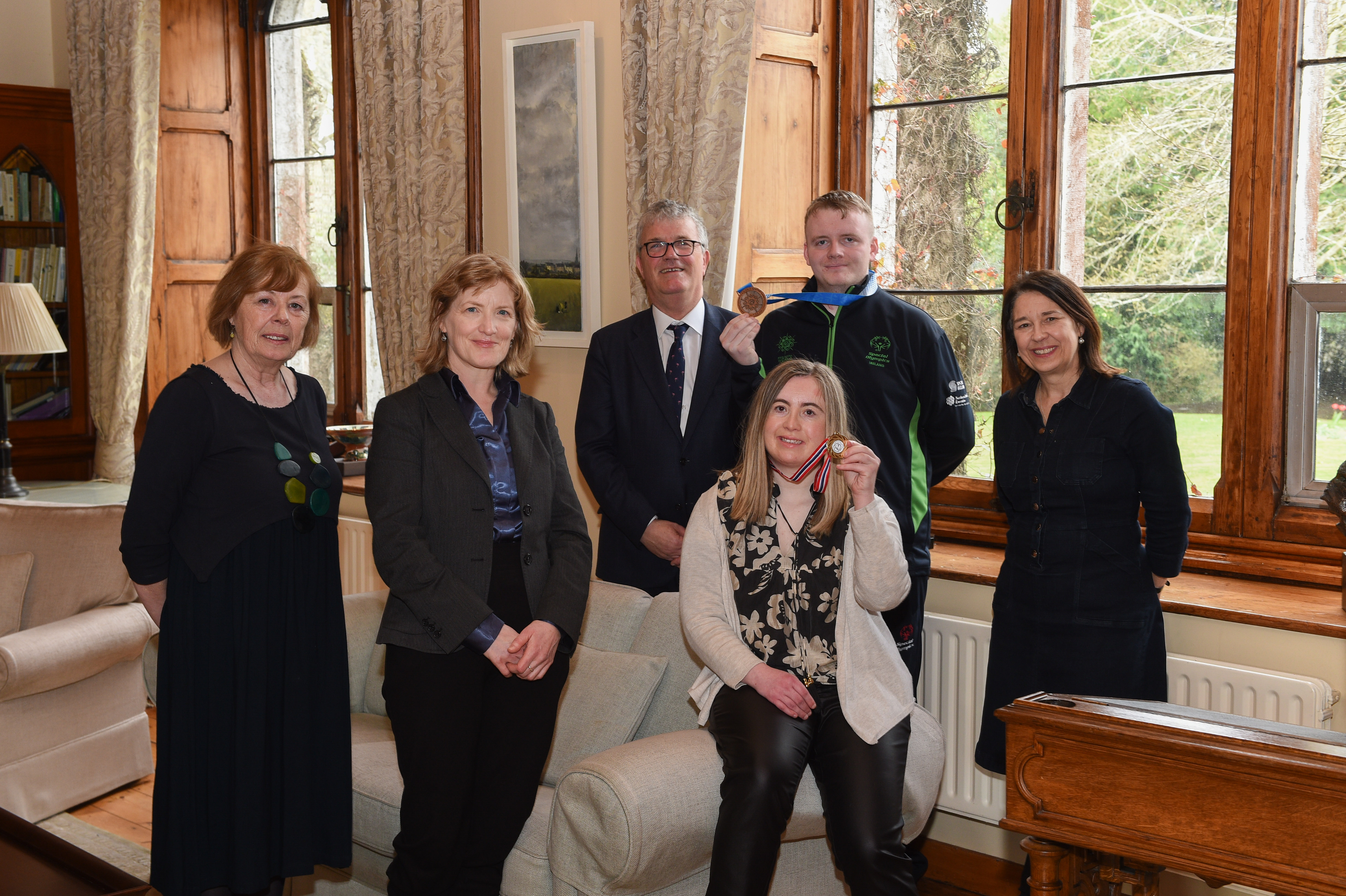 Pictured: Loretta Brady, Project Manager id+; Dr Nicola Maxwell, Academic Development Lead id+; Professor John O'Halloran, UCC President; Aoife Flannery, id+ Certificate in Disability Inclusive Learning student; Joe Joe Sheehan, id+ Futures Certificate in Social Citizenship student; and Professor Máire Leane, id+ Project Lead. Image: Lafayette.