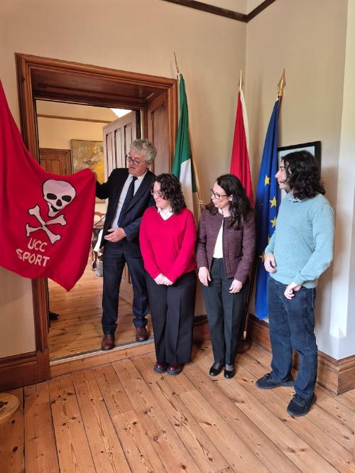 President, Ambassador Malta, and students