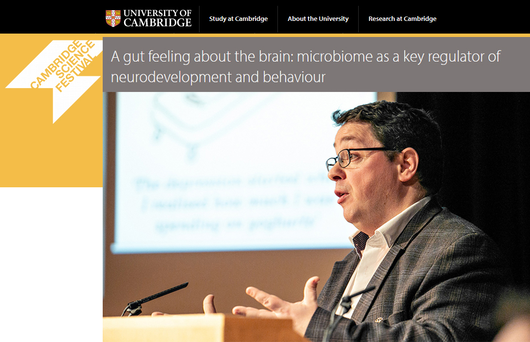 Prof Cryan Delivers Cambridge Neuroscience Public Lecture at Cambridge University