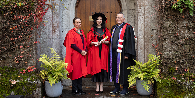 Dr Collette Hand and Dr André Toulouse with PhD graduate Patricia Flynn 