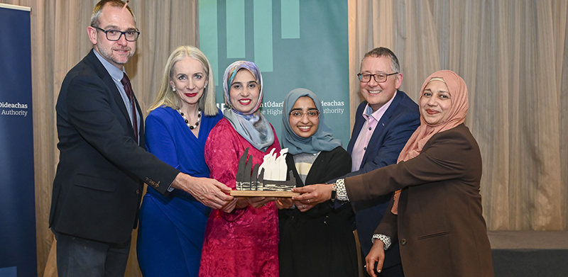 Representatives of the DELTA team: Dr Mutahira Lone, Lecturer and DELTA Team Leader centre, with from left, Professor Gerard O'Keeffe, Head of Department of Anatomy and Neuroscience, Ms Bereniece Riedewald, Senior Technical Officer, Ms Asma Zulfiqar final year Dentistry student, Dr André Toulouse, Senior Lecturer, Dr Mairaj Fatima, Senior Medical Demonstrator.