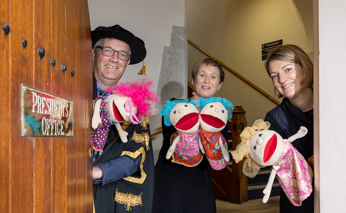 UCC President launches MINdDS website with Dr Eva McMullan, Professor Yvonne Nolan and 'friends!'