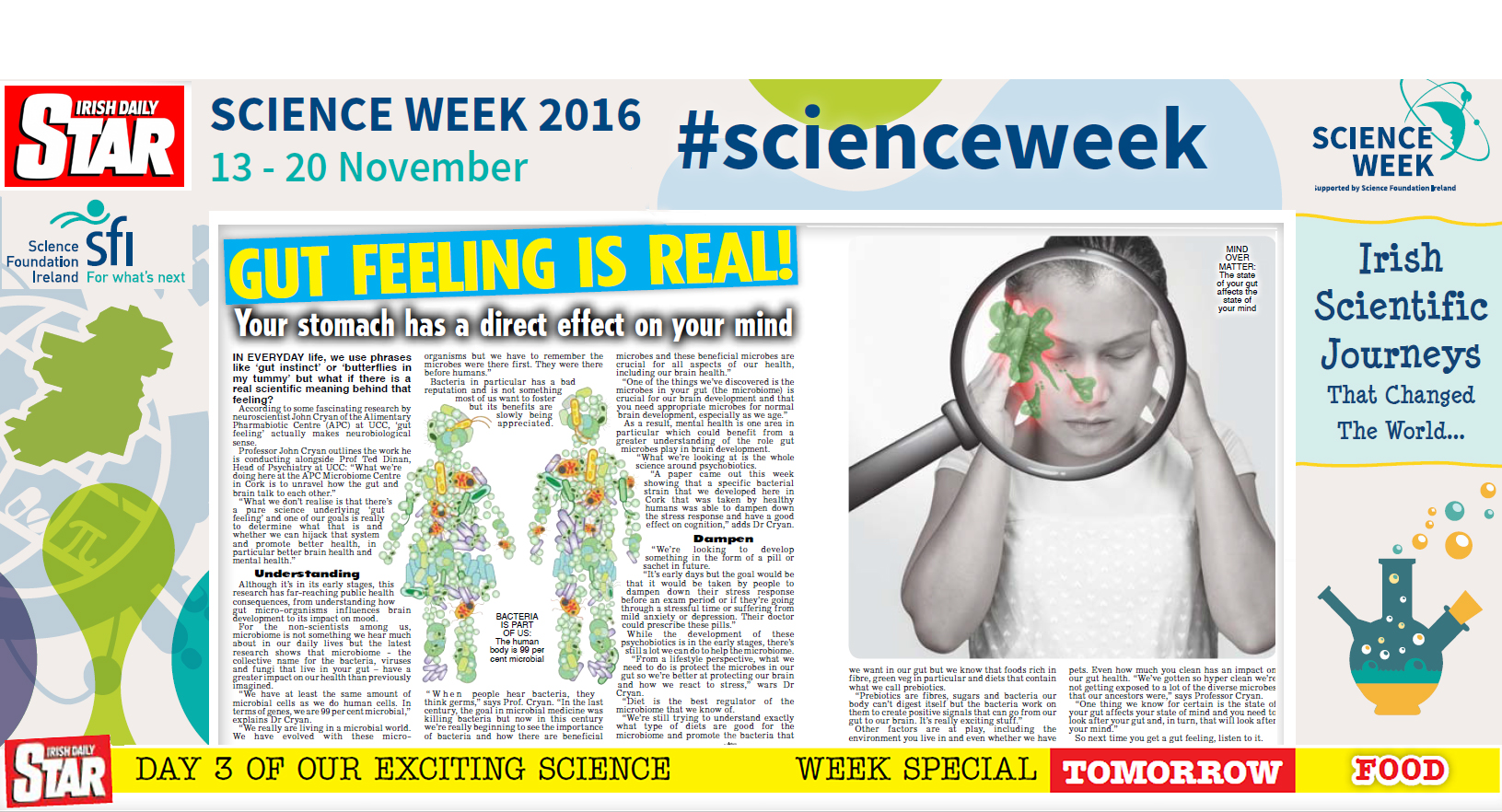 Prof Cryan Profiled in The Star for Science Week