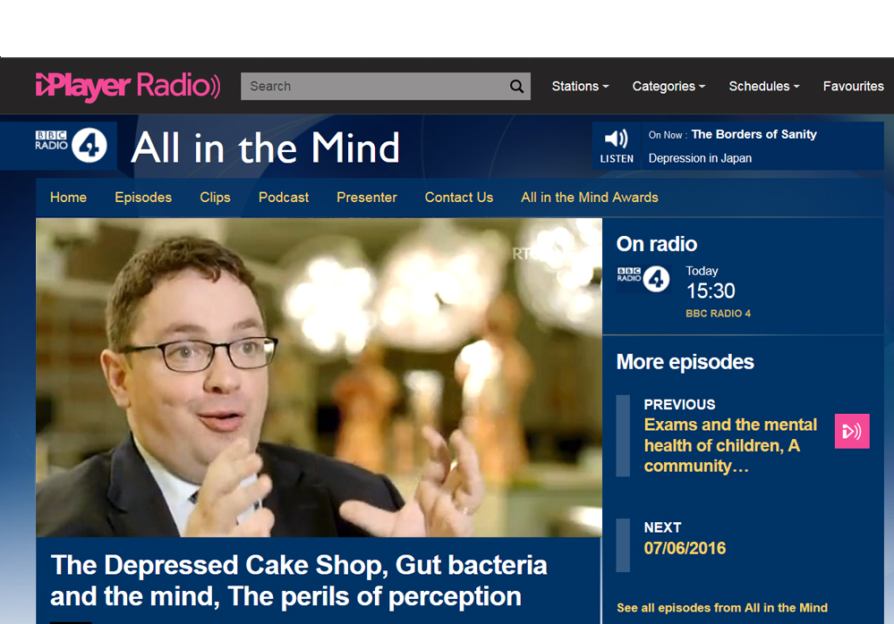 John Cryan microbiome and the mind on BBC Radio 4 'All in the Mind' Series