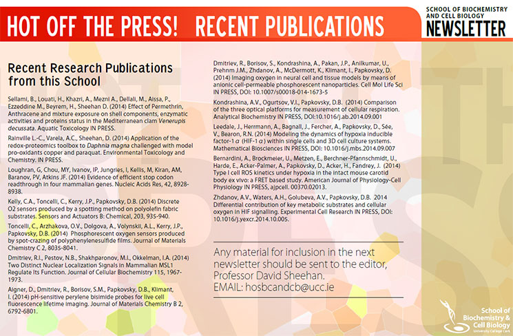 Hot off the Press! Recent Publications from the School of Biochemistry and Cell Biology