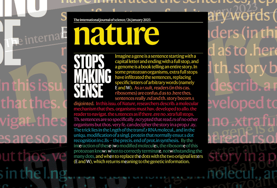 Research from Professors' Pavel V. Baranov and John F. Atkins get the cover in Nature this week 