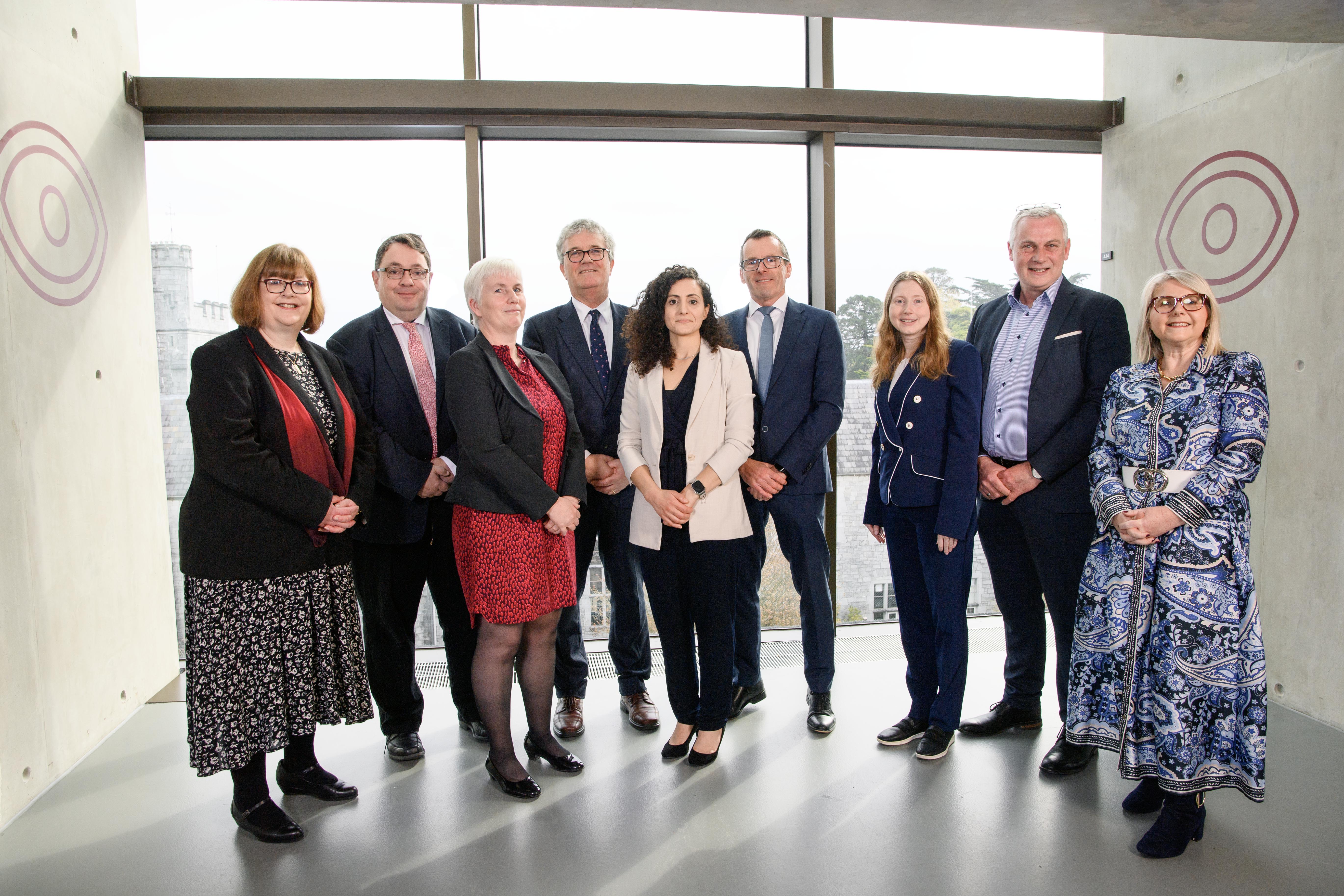 Photo (L-R): Professor Anita Maguire, Head, School of Chemistry & Lead, UCC Future Pharmaceuticals; Professor John Cryan, Vice President for Research and Innovation, UCC; Professor Anne Moore, UCC & NIBRT appointed professor; Professor John O’Halloran, President, UCC; Professor Elena Matsa, UCC & NIBRT appointed professor; Dr Darrin Morrissey, CEO, NIBRT; Dr Tiffany Rau, Adjunct Professor, School of Biochemistry & Cell Biology, UCC; Professor Justin McCarthy, Head, School of Biochemistry and Cell Biology, UCC; Professor Sarah Culloty, Head, College of Science, Engineering and Food Science, UCC. Photo credit: Provision