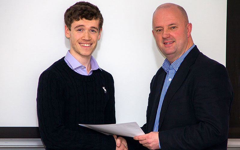 Colm O’Sullivan, a current 3rd year BSc Biochemistry student at UCC was presented with an Eli Lilly Undergraduate Award by Mr Noel Henderson, Human Resources, Eli Lilly at the Biochemistry and Biotechnology Society Seminar evening held on January 22nd. The award was presented for academic excellence during the 2nd year of Colm’s undergraduate degree.