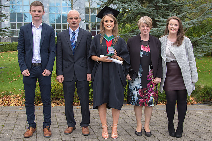 Elaine O'Brien, Gold Medal recipient pictured with her parents Stephen and Eileen O’Brien, her sister Niamh and brother Daniel.