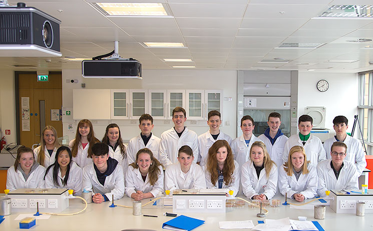 Twenty students from eighteen different secondary schools from all around Ireland who all participated in the week-long transition year programme run by the School of Biochemistry & Cell Biology, UCC