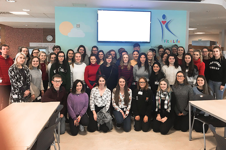 UCC students from third and fourth year biochemistry, 3rd year microbiology and the biotechnology masters who took part in a visit to the Janssen (Johnson & Johnson) Sciences plant at Ringaskiddy, Co. Cork. The visit was organised the UCC Biochemistry and Biotechnology Society.