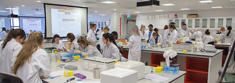 Secondary school students from Christ King Secondary School at the DNA workshop held in the School of Biochemistry, UCC
