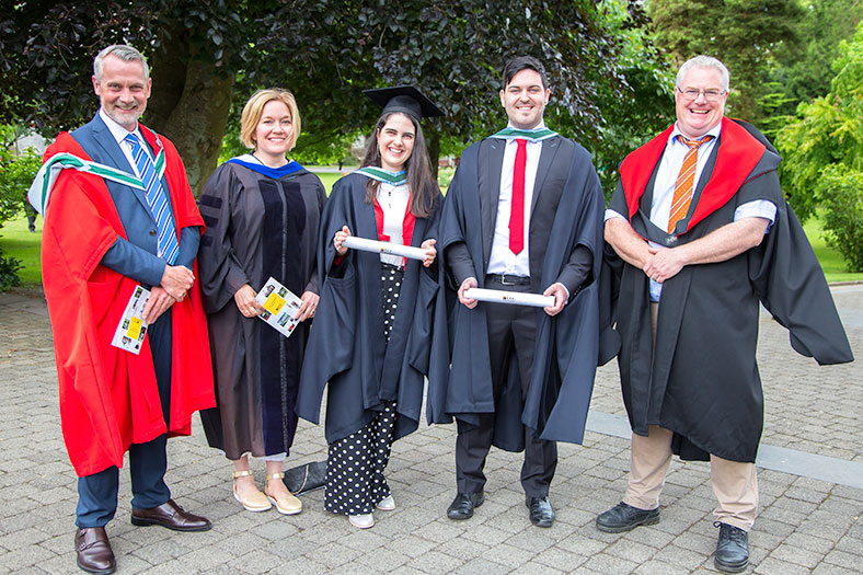 Dr Justin McCarthy, Dr Kellie Dean,  MRes graduates: Begona Zapateria Gomez and Conor Donan, and Dr Eoin Fleming