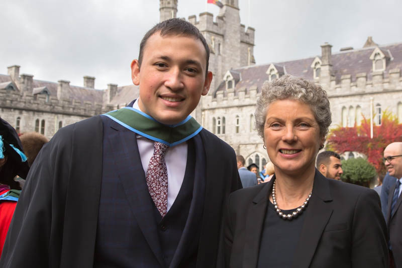 Daniel Collins, BSc Biochemistry UCC graduate (2019) and Professor Rosemary O’Connor, Head of School of Biochemistry and Cell Biology, UCC