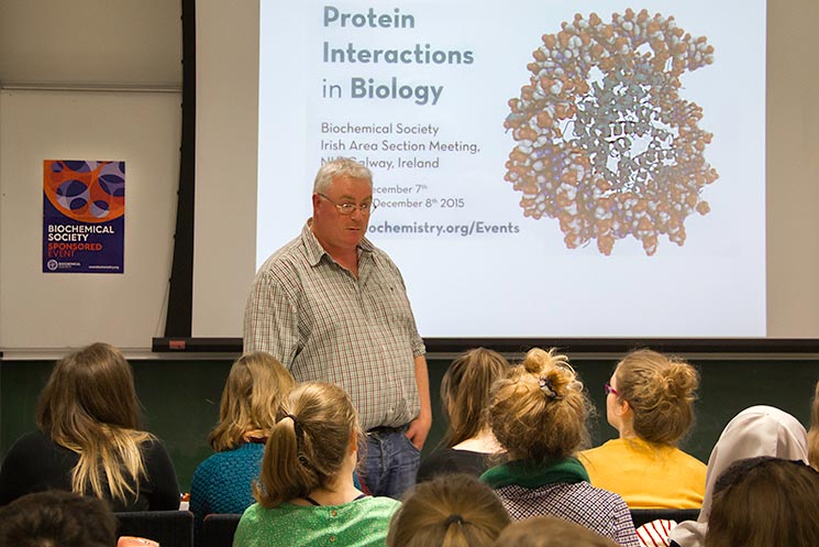 Dr Eoin Fleming, School of Biochemistry and Cell Biology speaking for the Irish Area Section of the Biochemical Society (IASBS)