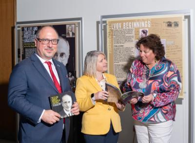 Prof Sarah Culloty, Head, College of Science, Engineering and Food Science, UCC , Ambassador-Designate of the Republic of Poland to Ireland, His Excellency Professor Arkady Rzegocki and Cllr Audrey Buckley, Deputy Mayor of County Cork Pictured at the launch of a new exhibition celebrating the life of Professor Jan Łukasiewicz, Polish genius of Logic, philosopher, and post-war refugee in Ireland.