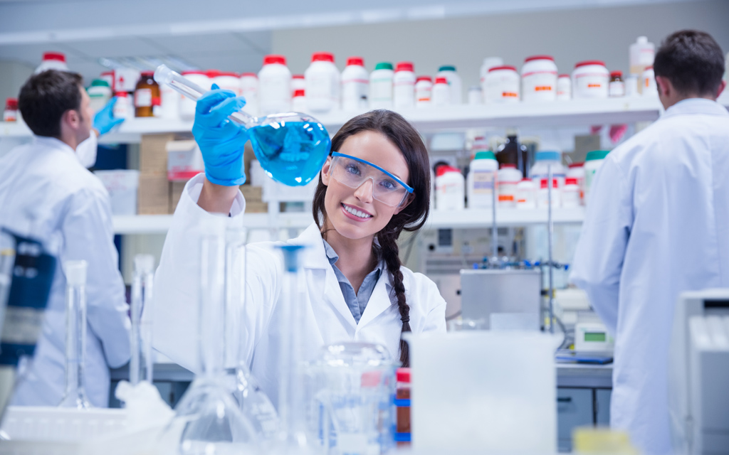 Female student in a laboratory