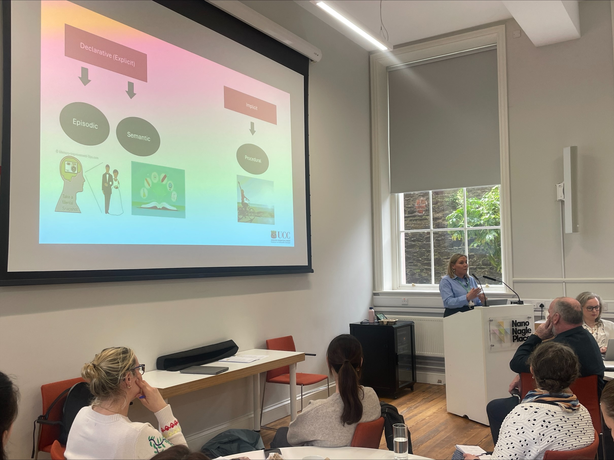 Picture of Trish OSullivan giving a talk at the Dementia Workshop