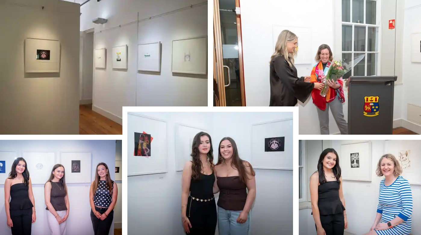 Image collage of students attending the opening