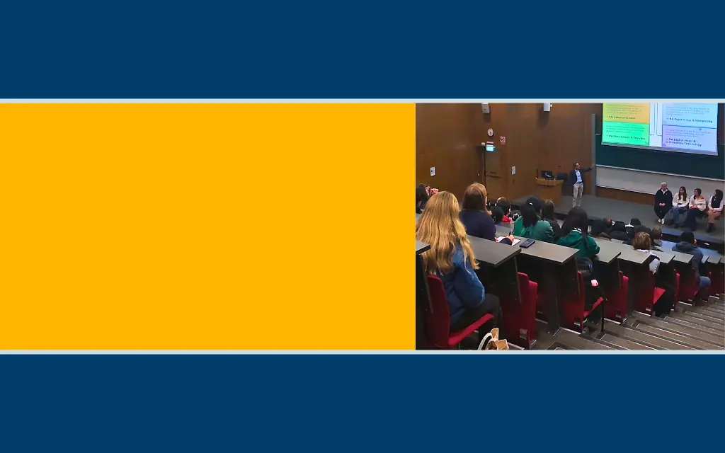 DECORATIVE BANNER SHOWCASING THE COMPUTER SCIENCE STANDS AND TALKS AT THE UNDERGRADUATE OPEN DAY