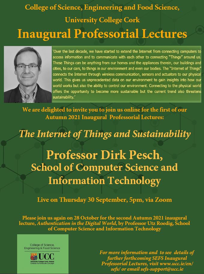  Inaugural lecture of Professor Dirk Pesch, School of Computer Science & IT