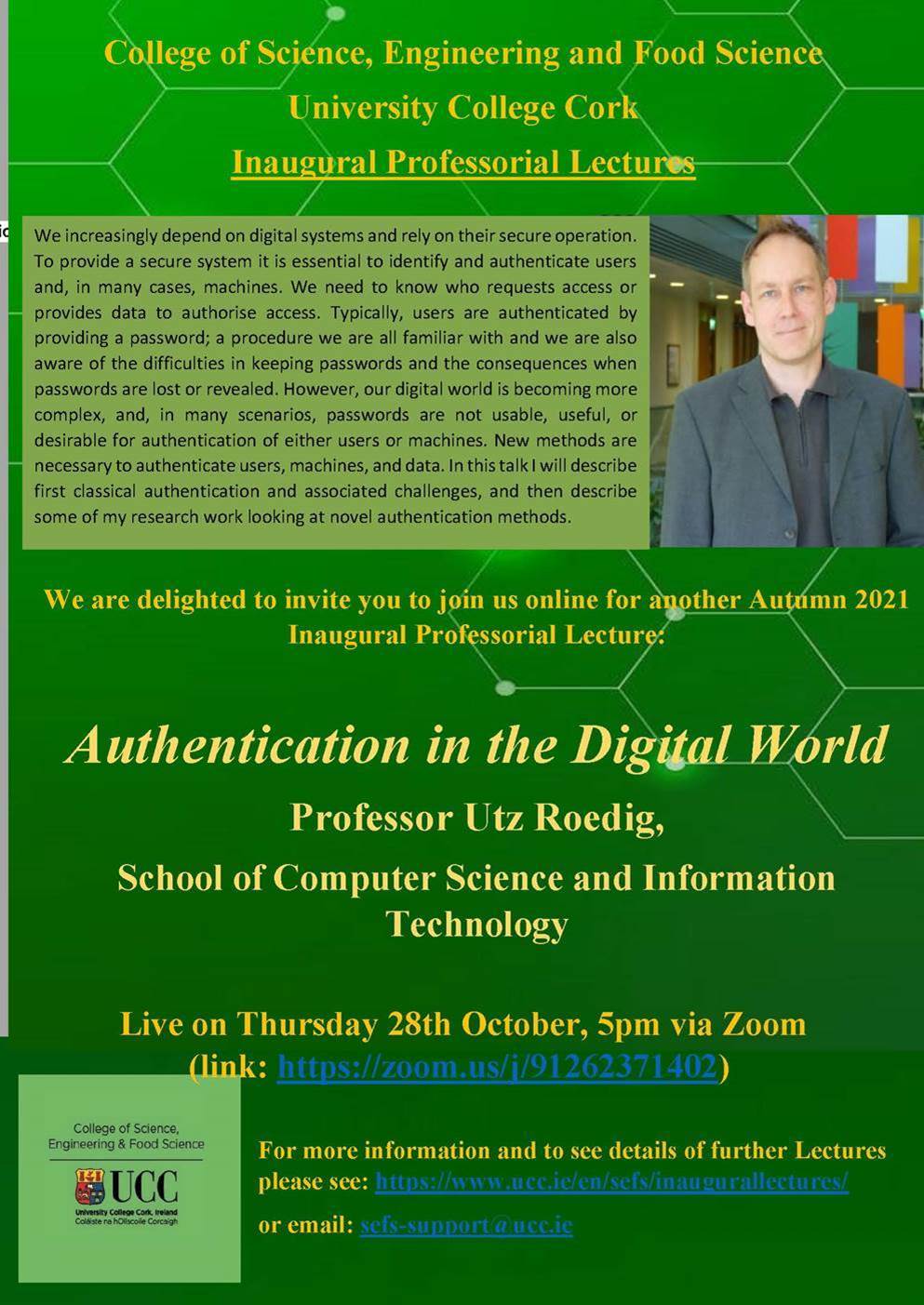 Inaugural lecture of Professor Utz Roedig, School of Computer Science & IT