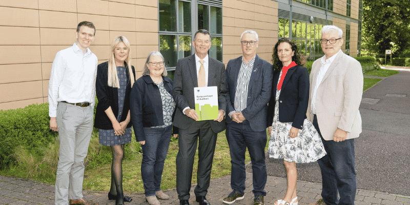 Pictured at the 38th Irish Accounting & Finance Association (IAFA) Annual Conference and Doctoral Colloquium, hosted at University College Cork in June 2026: Dr Stuart Henderson, Ulster University, outgoing IAFA Council Chair; Dr Louise Gorman, Trinity College Dublin, incoming IAFA Council Chair; Dr Margaret Healy, University College Cork, IAFA 2026 Conference Chair; Tony Murphy, President of the European Court of Auditors; Dr Peter Cleary, University College Cork; Dr Eimear McGeown, University College Cork; and Dr JB McCarthy, Vice Dean for Internationalisation & External Engagement, Cork University Business School, UCC.