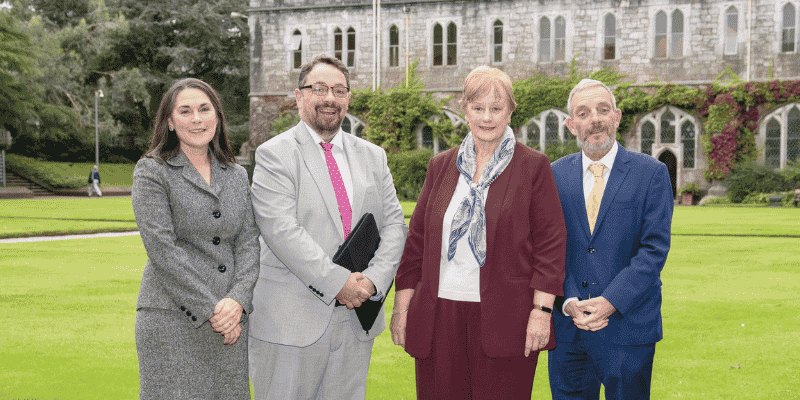 Main photo : Prof Mary O’Shaughnessy, Cork University Business School UCC,  Professor John Cryan, University College Cork, Ms Mary MacIntyre OBE Chair, International Centre for Local and Regional Development (ICLRD) Executive Board. Minister of State at the Department of Rural and Community Development Jerry Buttimer.

Photo Rob Lamb.