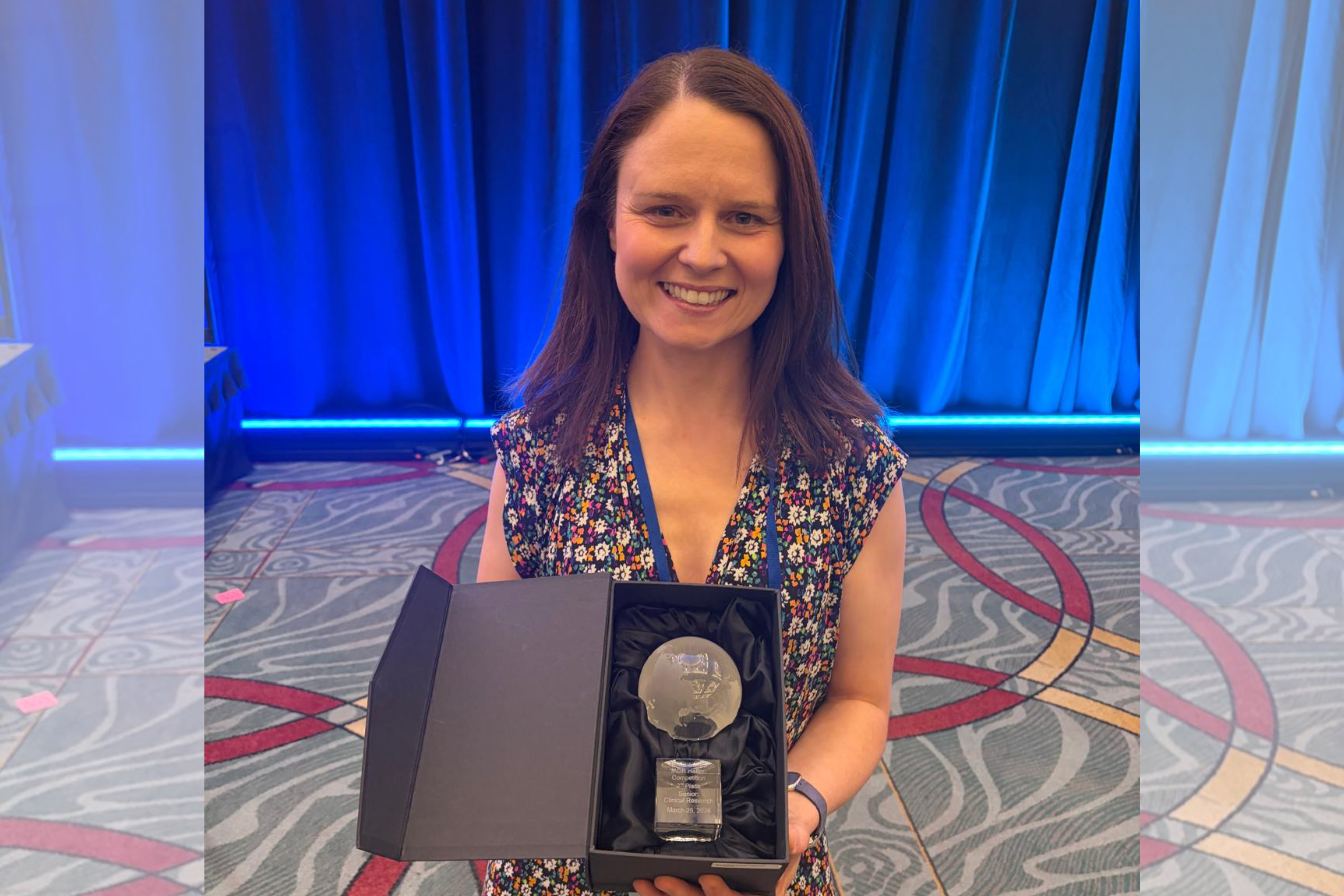 Congratulations to Dr Claire Curtin, Specialist/Lecturer in Special Care Dentistry, who has been awarded Second Place in the Senior Clinical category of the Hatton Award at the International Association for Dental, Oral, and Craniofacial Research (IADR) General Session, held in San Diego from 25–28 March 2026.