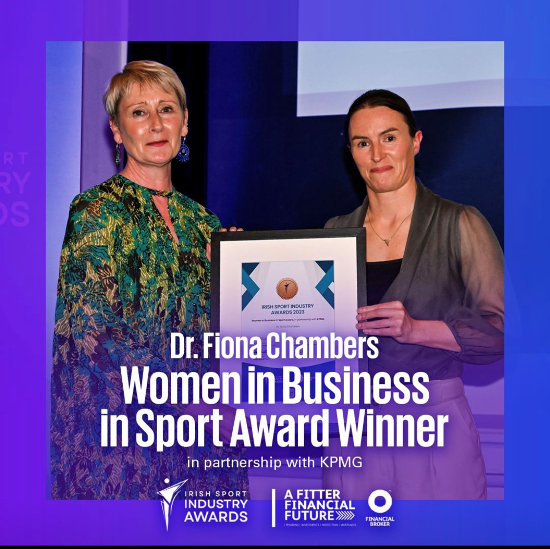 Federation of Irish Sport 'Irish Sport Industry Awards 2023' - Inaugural Women in Business in Sport Award goes to Dr Fiona Chambers