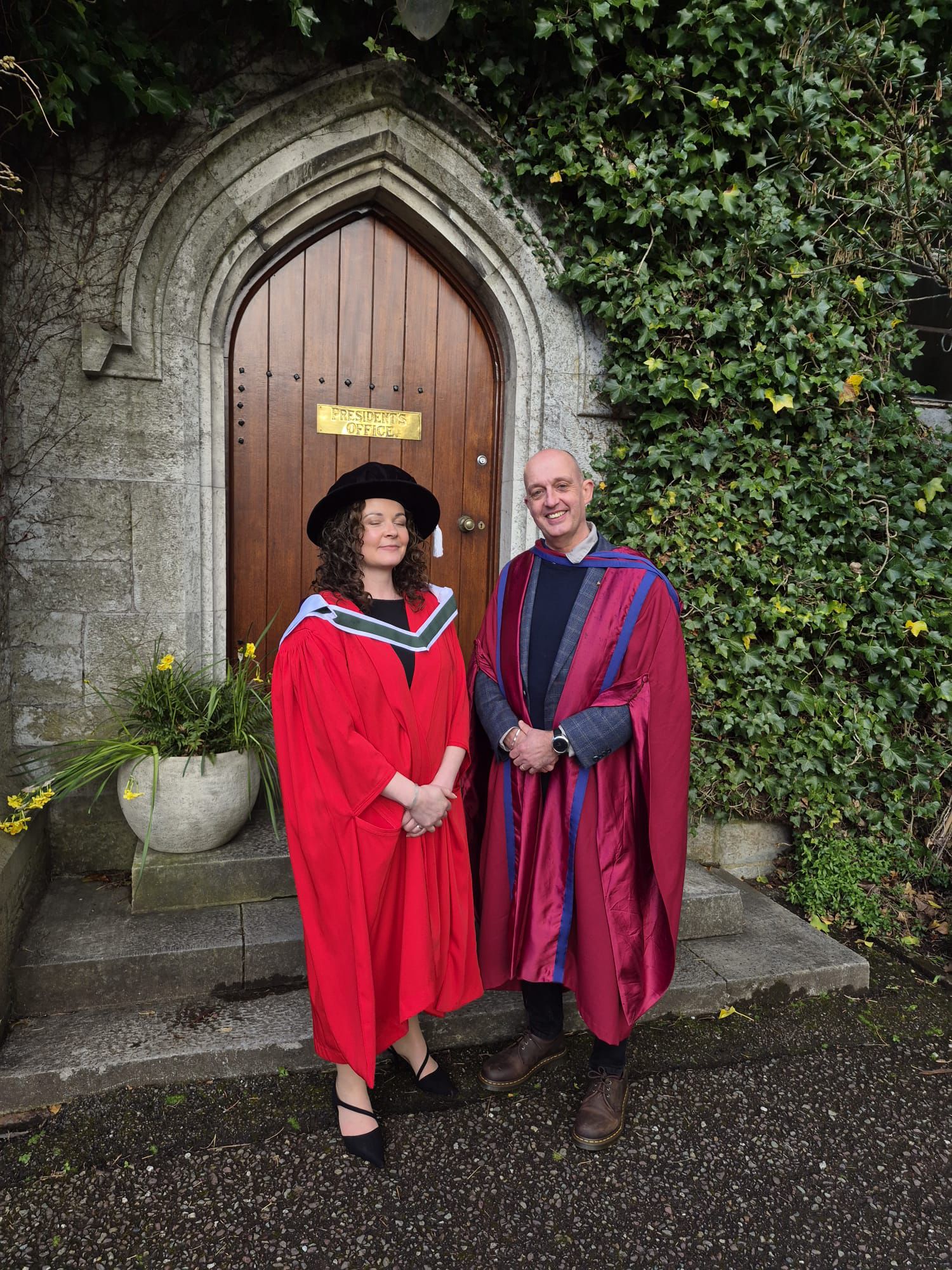 Dr Seanin Hoy with her supervisor, Dr. Steve O' Brien, at her Phd conferring on the 25th of March. 