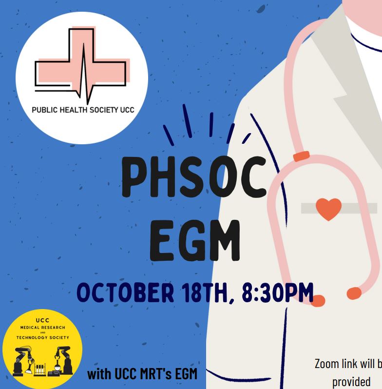 Join UCC's Public Health Society on Tuesday 18th October!