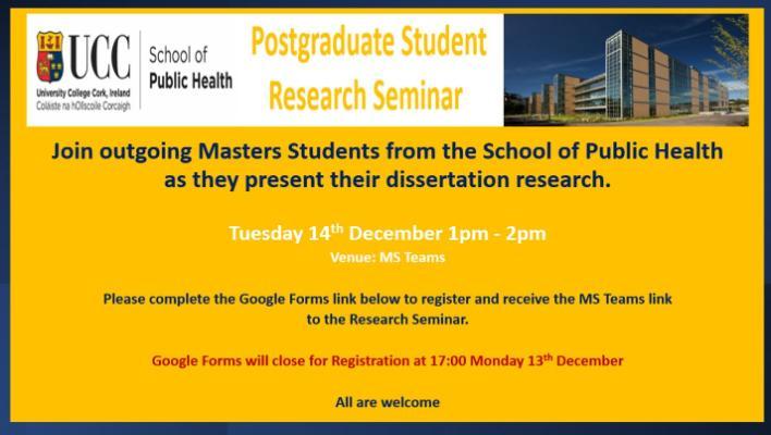 December Postgraduate Research Seminar