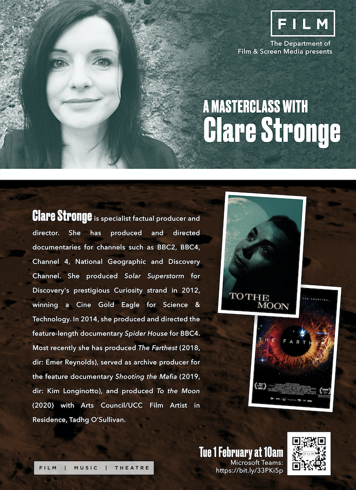  A Masterclass with Clare Stronge. Feb 1st, 10:00-12:00. Live/MS Teams.