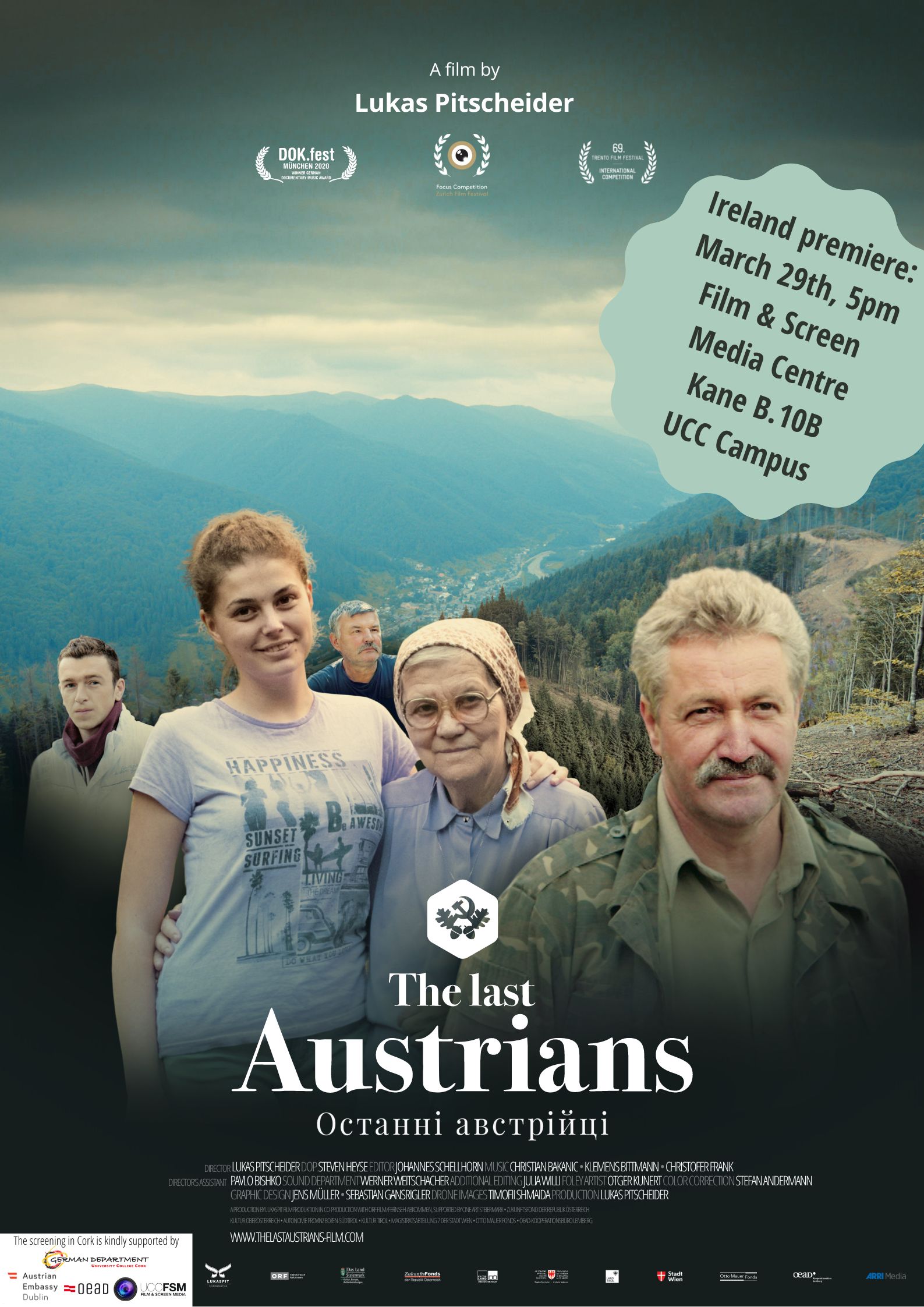 Screening of “The Last Austrians” with director Lukas Pitscheider on 29th March 2023 in Kane B.10B, UCC