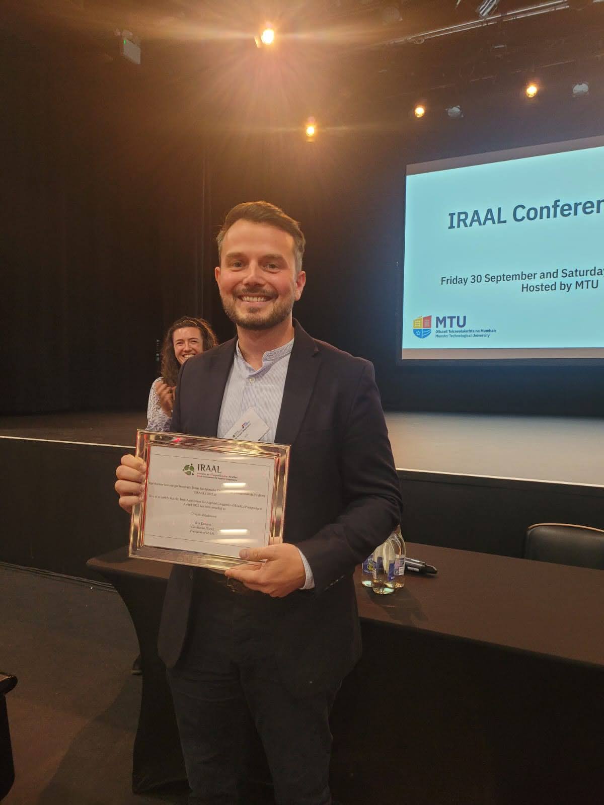 Congratulations to Dragan Miladinović on receiving the Irish Association for Applied Linguistics Postgraduate Award 2022