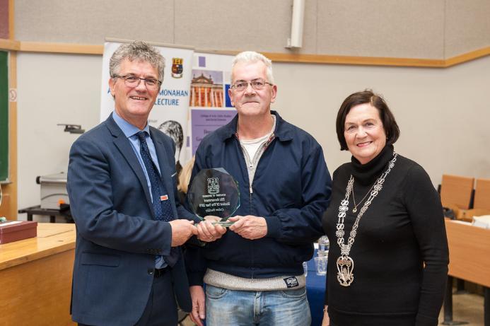 Mr Colum Buckley, BSc Government Student receives The Student of the Year 2018 Award from Prof. John O'Hallornan 