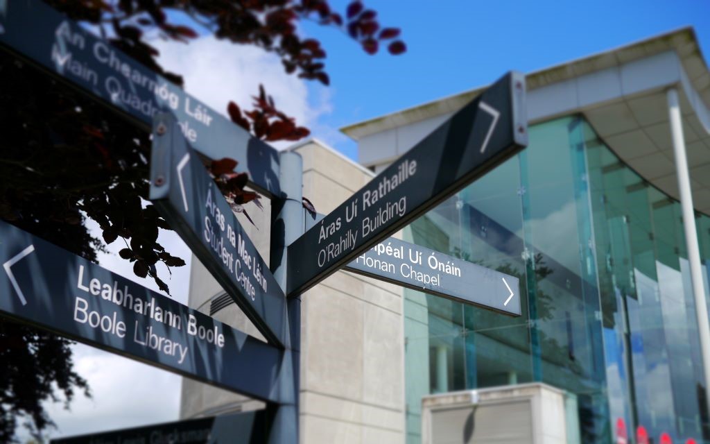 Bilingual signs on campus