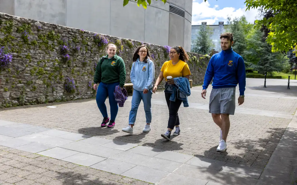 students walking on campus
