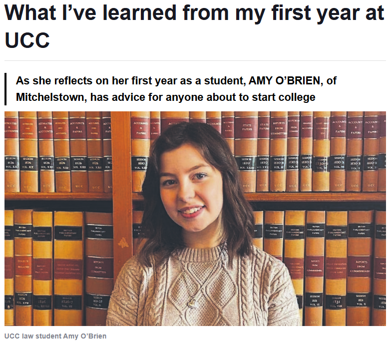 \'What I&rsquo;ve learned from my first year at UCC\'