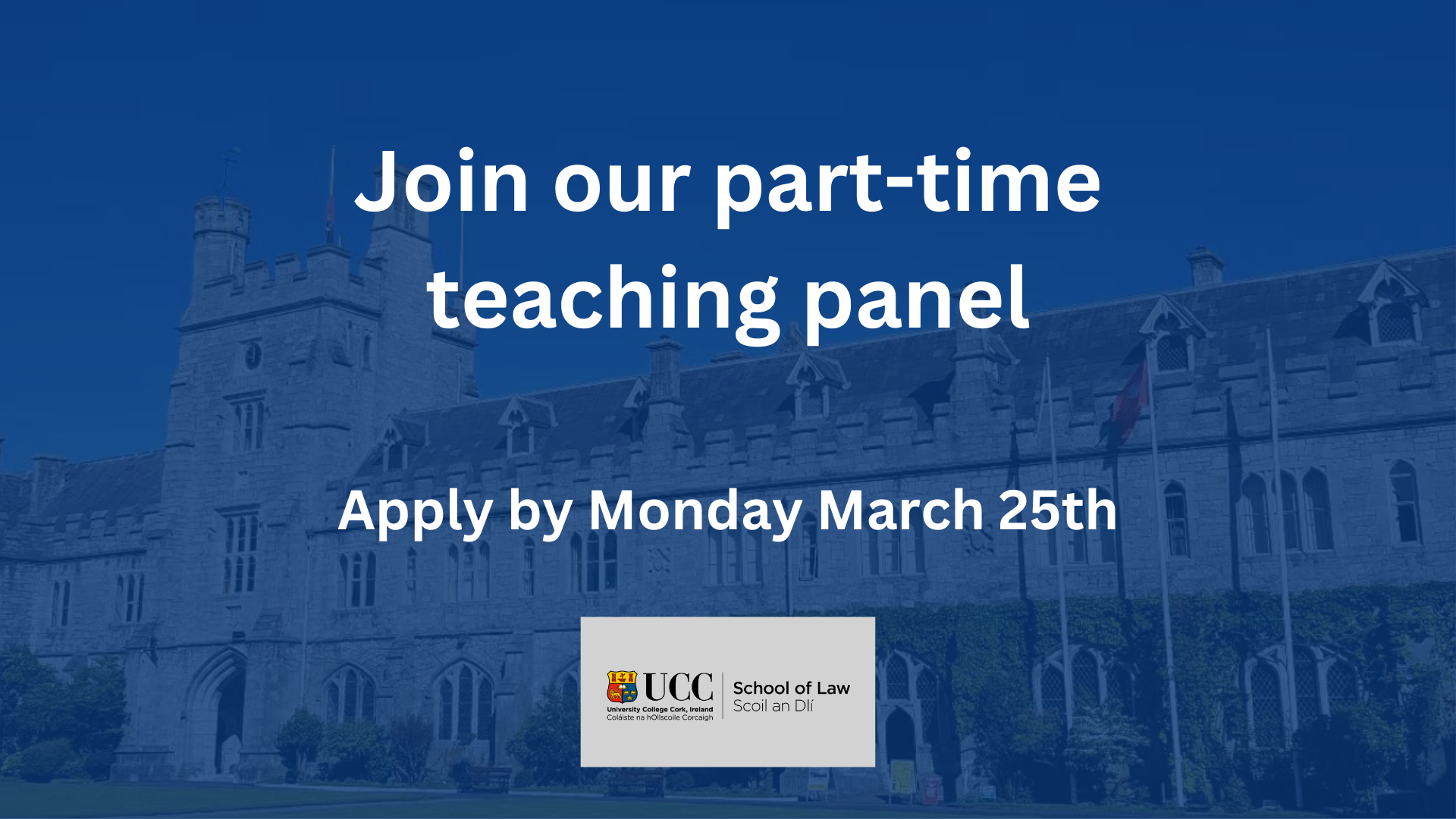Join the UCC School of Law part-time teaching panel\n
