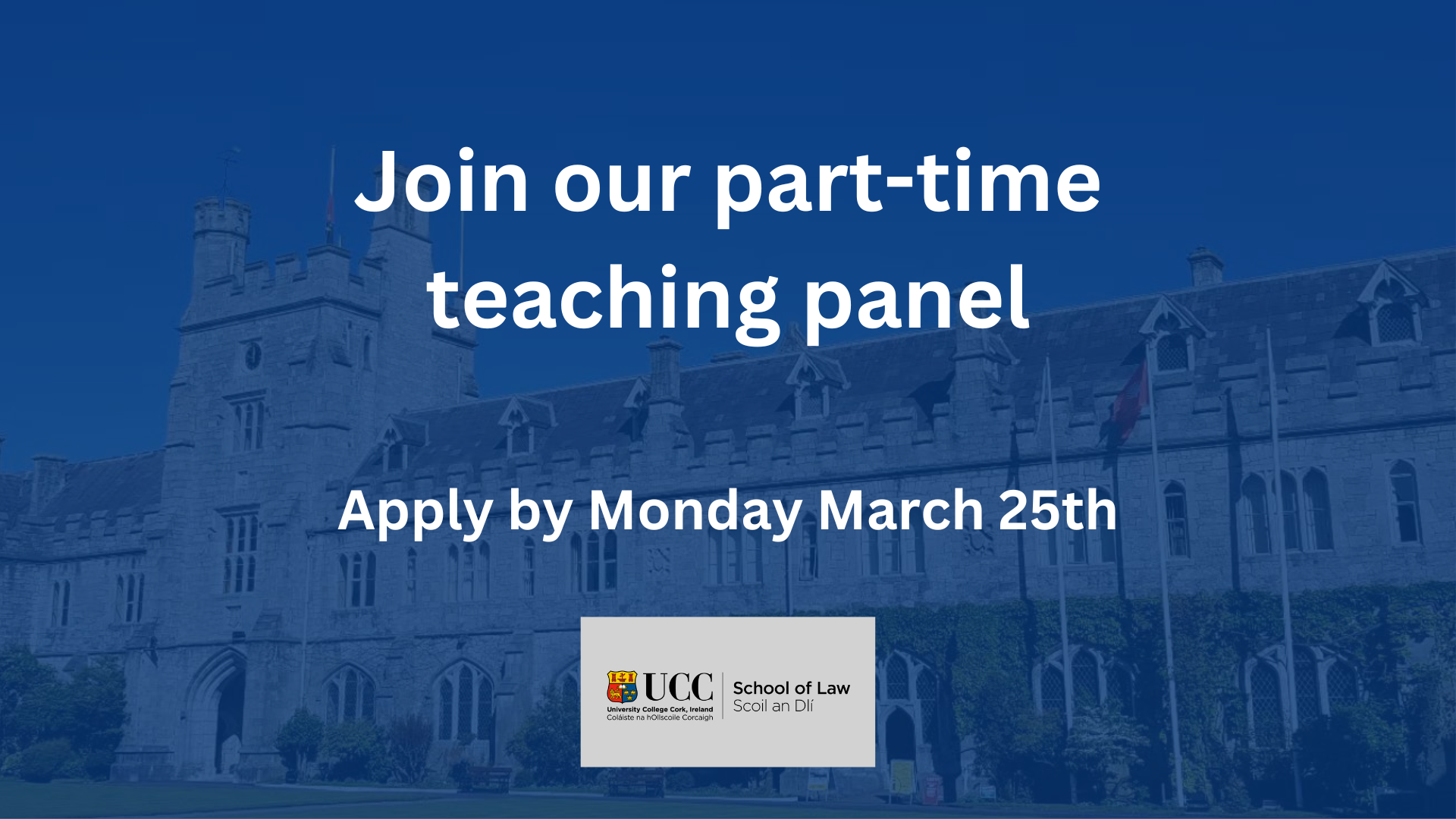 Join the UCC School of Law part-time teaching panel

