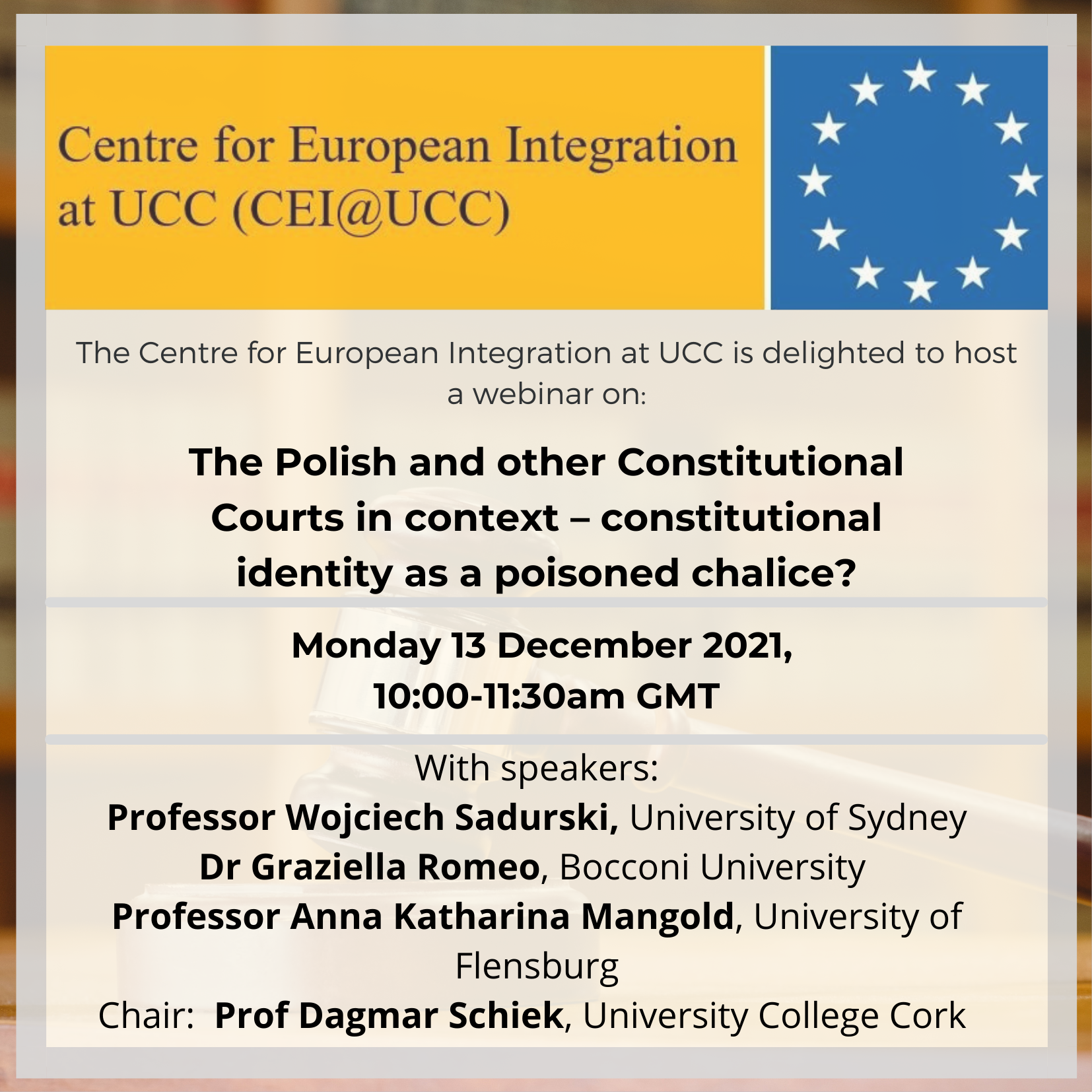 Register Now: “The Polish and other Constitutional Courts in context – constitutional identity as a poisoned chalice?” Webinar