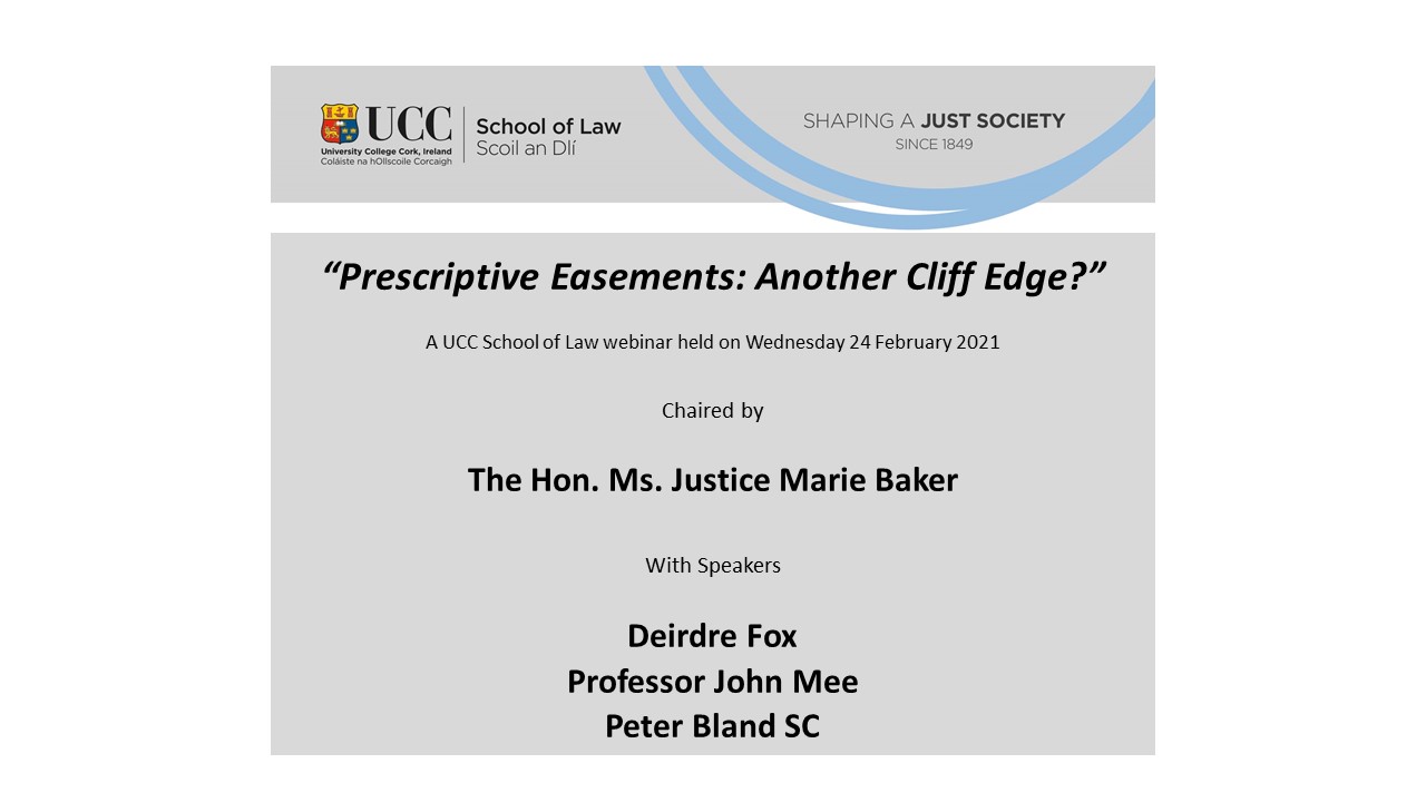 Watch Now: UCC School of Law Webinar on Prescriptive Easements