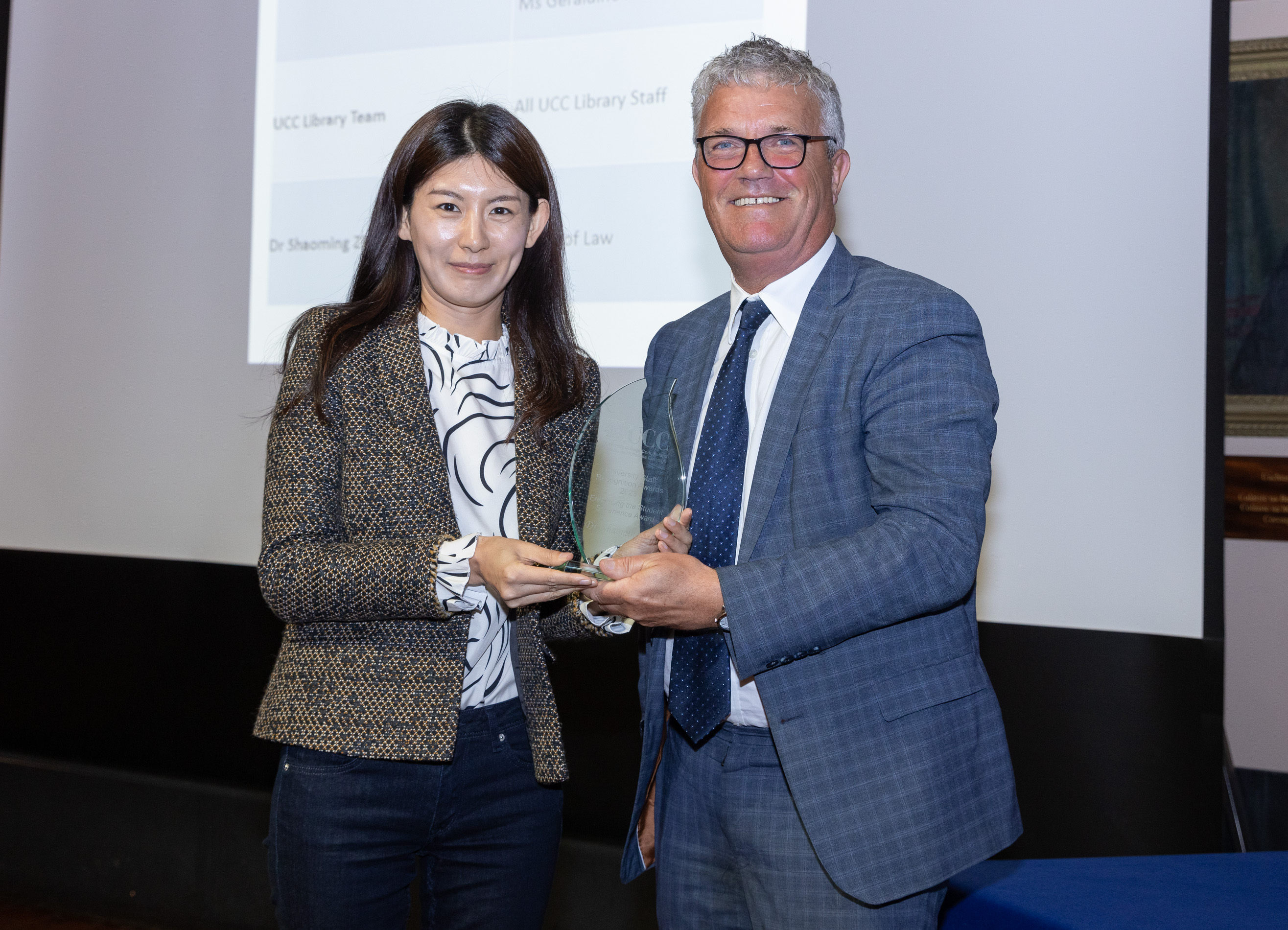 UCC School of Law celebrates Dr Shaoming Zhu's success at the University Staff Recognition Awards
