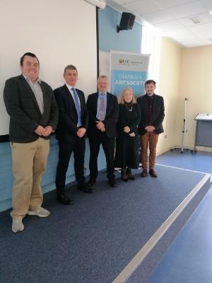 L-R: Dr. Seán Ó Conaill, Ian Drennan, CEO of the Corporate Enforcement Authority, Prof. Mark Poustie, Prof. Irene Lynch Fannon, Michael Boland, PhD Researcher