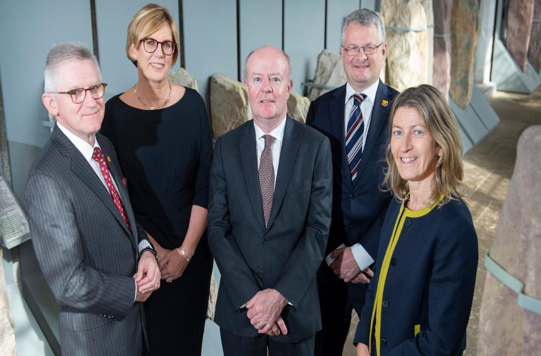 Pictured L-R: 
•	Professor Patrick G O’Shea, President, UCC
•	Deirdre Leahy, PhD student representative
•	Aidan Synnott BCL 1985, UCC graduate
•	Professor Mark Poustie, Dean, School of Law, UCC
•	Professor Ursula Kilkelly, Head, College of Business and Law, UCC 
